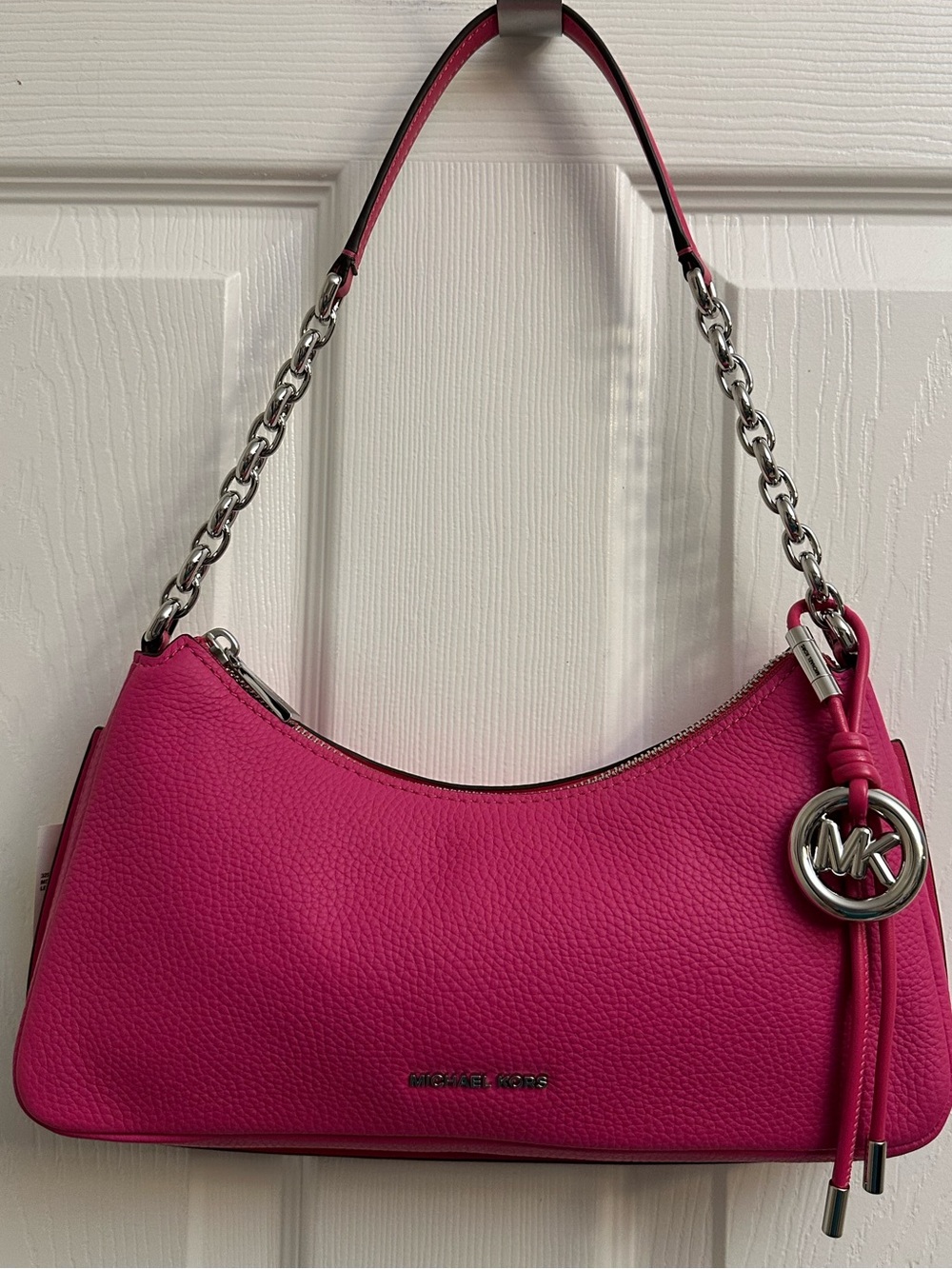 Michael Kors Hot Pink Leather Chain-Handle Shoulder Bag